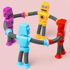 2pcs Telescopic Tube Portable Cartoon Robot Decompression Toys