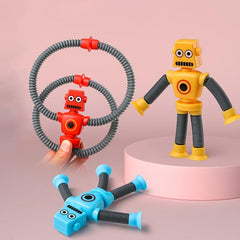 2pcs Telescopic Tube Portable Cartoon Robot Decompression Toys