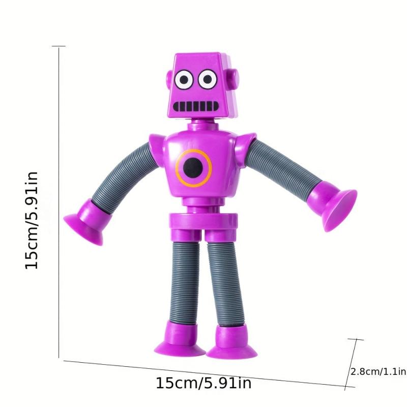 2pcs Telescopic Tube Portable Cartoon Robot Decompression Toys