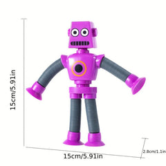 2pcs Telescopic Tube Portable Cartoon Robot Decompression Toys