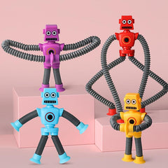 2pcs Telescopic Tube Portable Cartoon Robot Decompression Toys