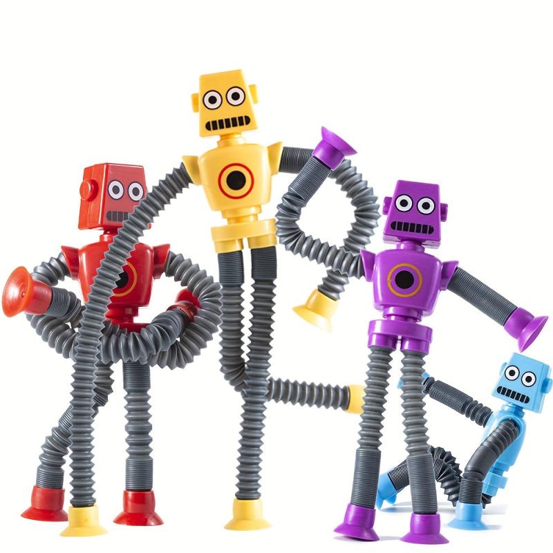 2pcs Telescopic Tube Portable Cartoon Robot Decompression Toys