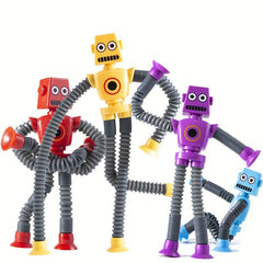 2pcs Telescopic Tube Portable Cartoon Robot Decompression Toys