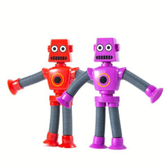 2pcs Telescopic Tube Portable Cartoon Robot Decompression Toys