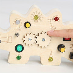 Wooden Dinosaur Busy Board - Montessori Sensory Toy