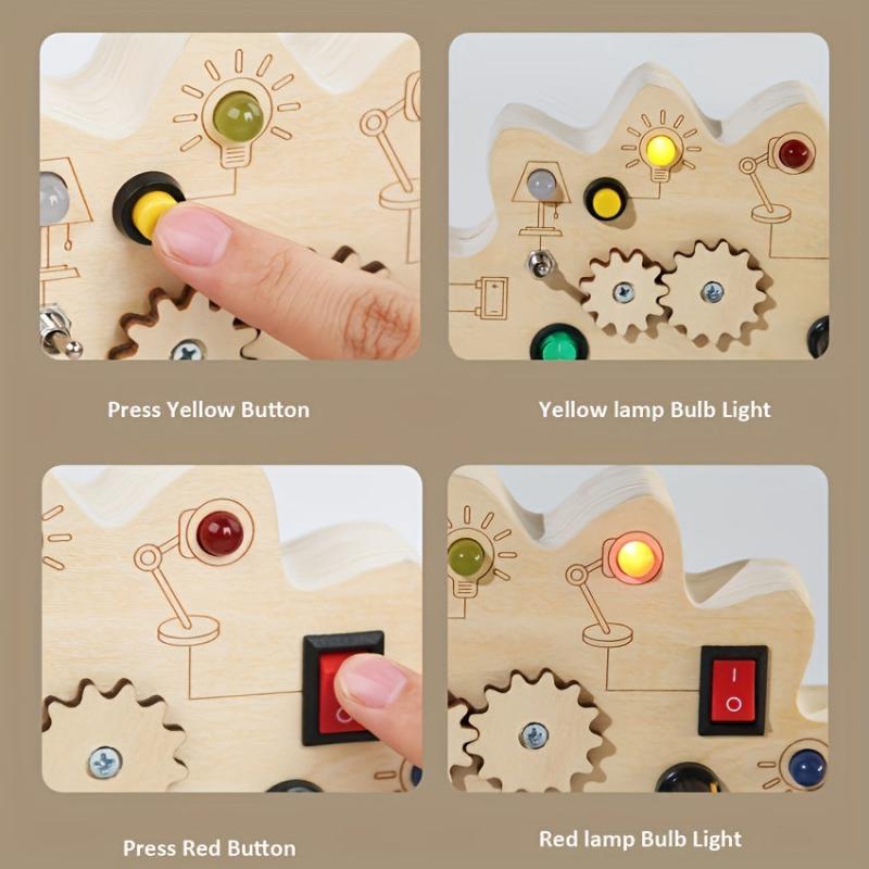 Wooden Dinosaur Busy Board - Montessori Sensory Toy