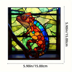 Hand Painted Lizard Acrylic Stained Glass Window Hanging
