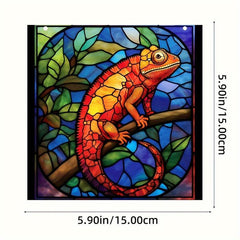 Hand Painted Lizard Acrylic Stained Glass Window Hanging