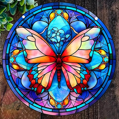 Butterfly Stained Glass Window Hanging, 14.99 cm Hand-Painted Suncatcher Decor
