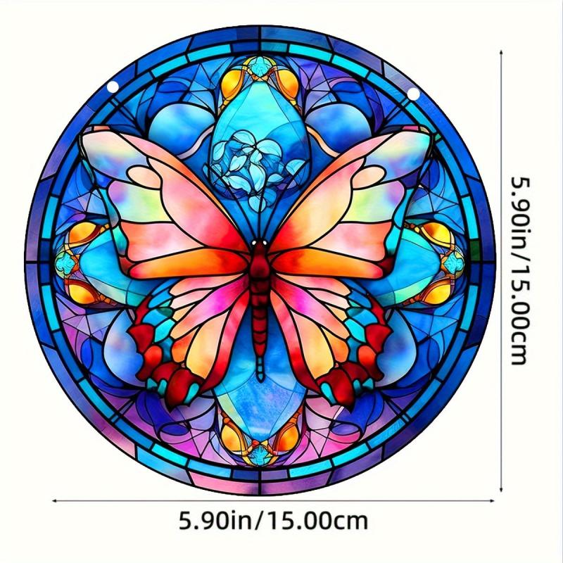Butterfly Stained Glass Window Hanging, 14.99 cm Hand-Painted Suncatcher Decor