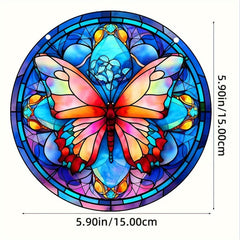 Butterfly Stained Glass Window Hanging, 14.99 cm Hand-Painted Suncatcher Decor