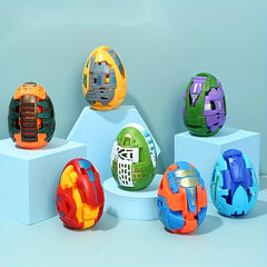 6pcs Dinosaur Dolls Transforming Robot Toy Set