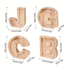 Wooden Alphabet Savings Set Money Jar Gift With 12 Date Stickers