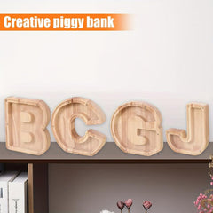 Wooden Alphabet Savings Set Money Jar Gift With 12 Date Stickers