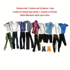 14pcs Doll Clothes, 3 Sets Casual Wear, 3 Pants, 2 Shoes for Doll