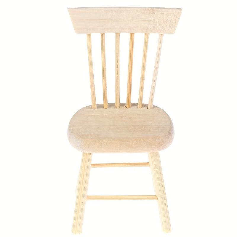 Mini Wooden Chair Doll House Toy Accessories
