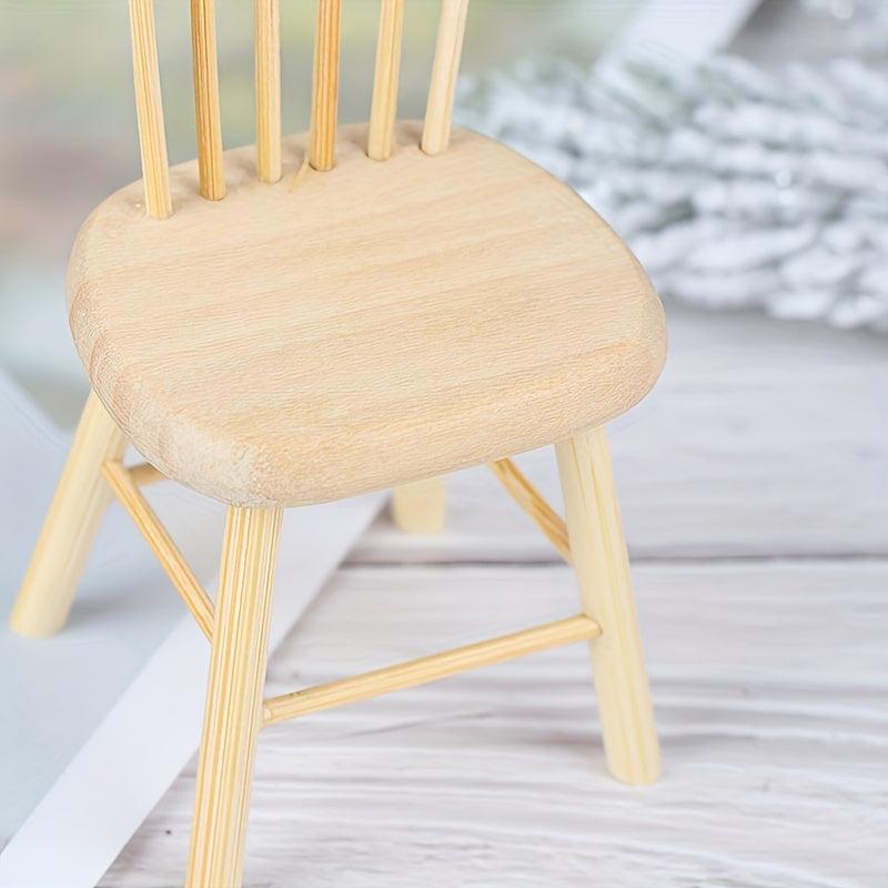 Mini Wooden Chair Doll House Toy Accessories