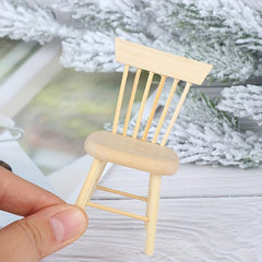 Mini Wooden Chair Doll House Toy Accessories