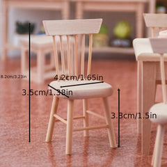 Mini Wooden Chair Doll House Toy Accessories