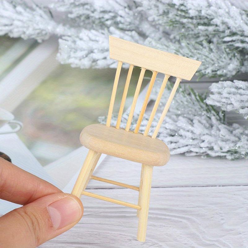 Mini Wooden Chair Doll House Toy Accessories