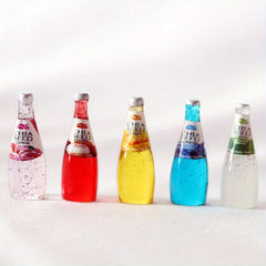 Dollhouse Miniature Juice Bottles Set of 6 Micro Food Play Props