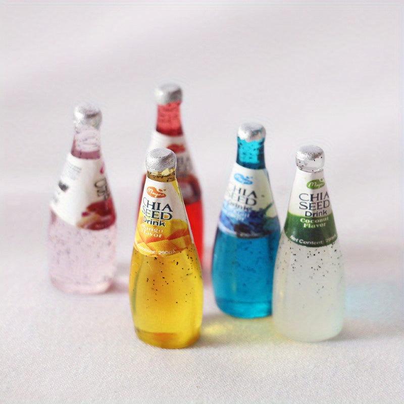 Dollhouse Miniature Juice Bottles Set of 6 Micro Food Play Props
