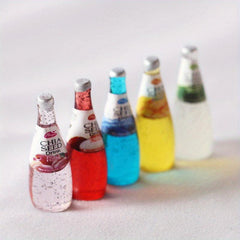 Dollhouse Miniature Juice Bottles Set of 6 Micro Food Play Props