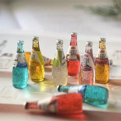 Dollhouse Miniature Juice Bottles Set of 6 Micro Food Play Props