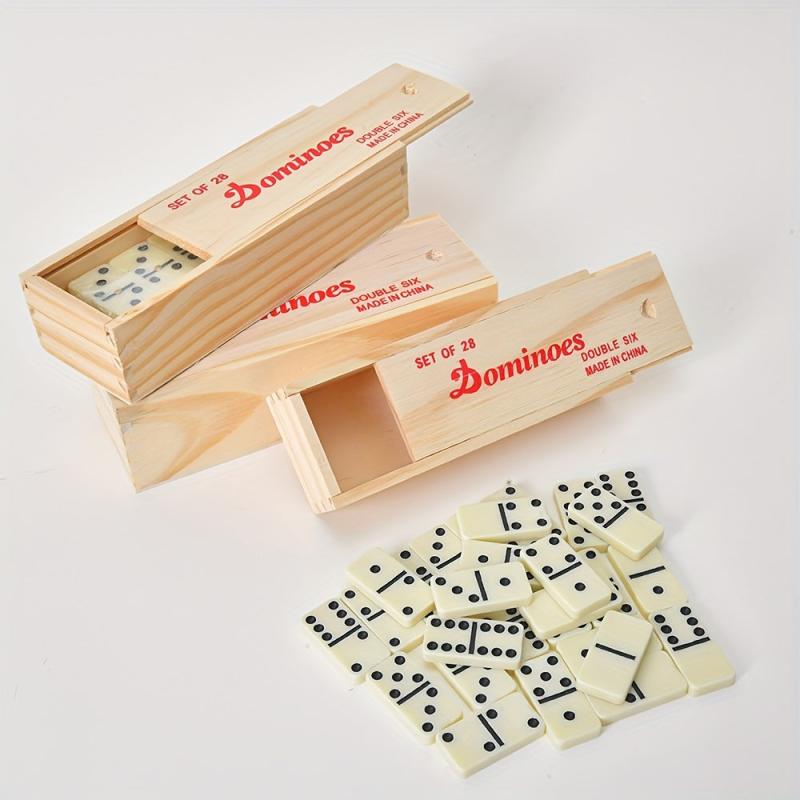 Double Nine Domino Classic Board Game Set Wooden Box Family Game Domino Toy