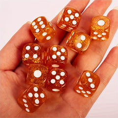 16mm Golden Polyhedral Square Angle Dices With Flannelette Bag
