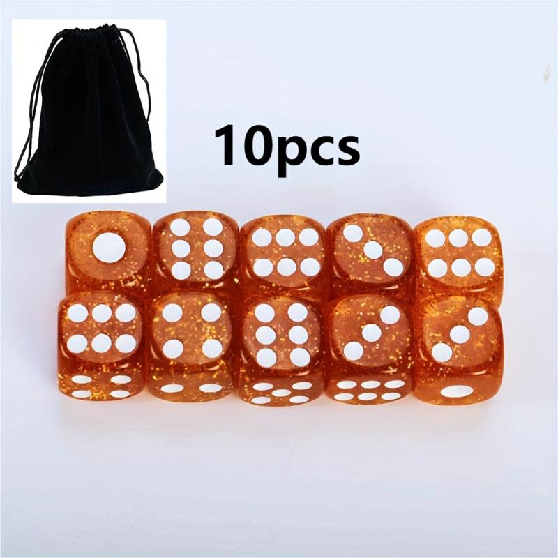 16mm Golden Polyhedral Square Angle Dices With Flannelette Bag