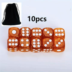 16mm Golden Polyhedral Square Angle Dices With Flannelette Bag