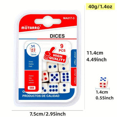 9pcs 14mm Standard Opaque Dice for Board Games