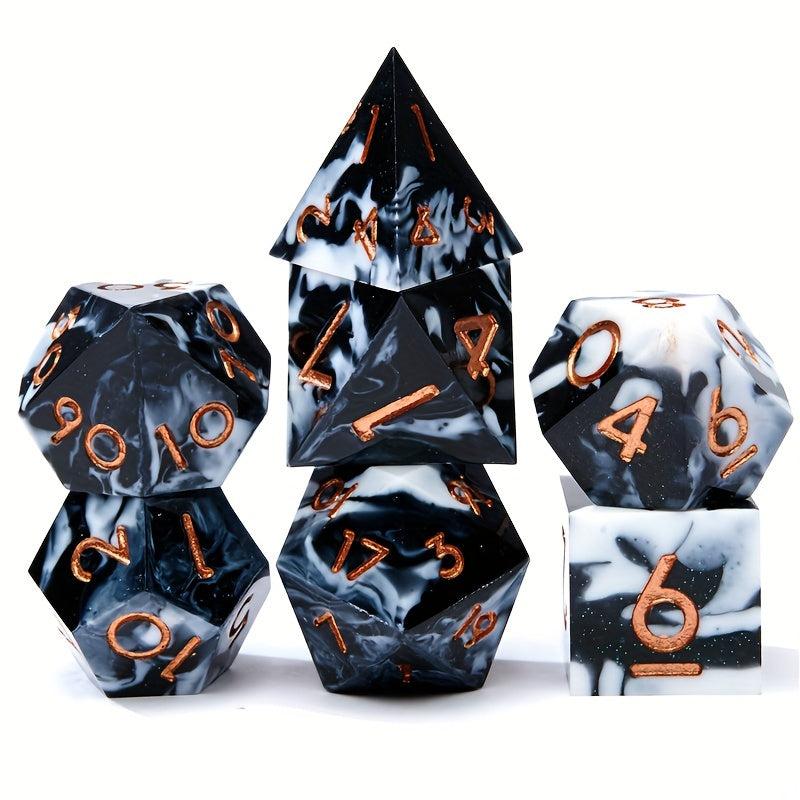 7pcs Resin Sharp Edge Polyhedral Dice Set for Board Game