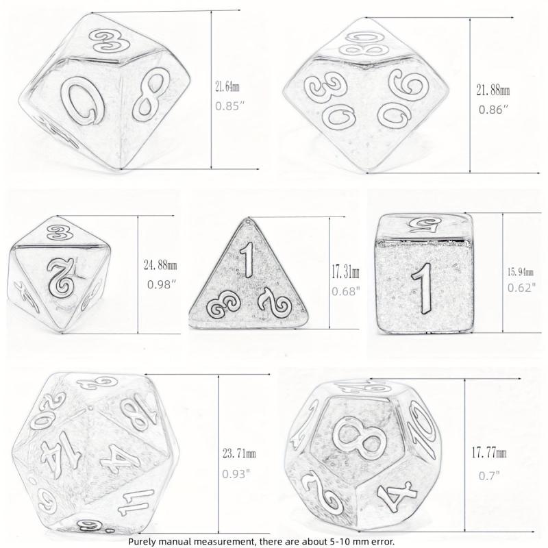 7pcs Green Spray Paint Temperature Change Dice, Magic Polyhedral Acrylic Dice