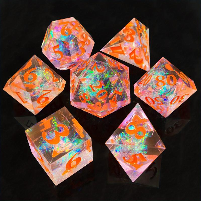 7pcs Resin Confetti Dice Set for Board Game
