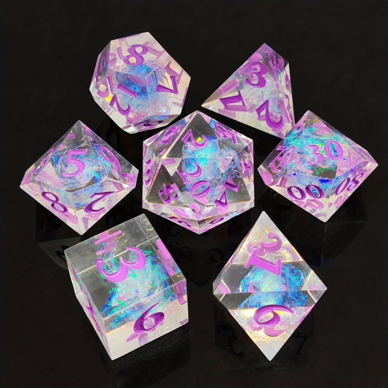 7pcs Resin Confetti Dice Set for Board Game