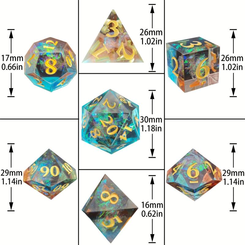 7pcs Resin Confetti Dice Set for Board Game