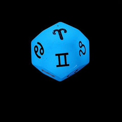 Gemstone Polyhedral Dice with Zodiac Symbol Engraving