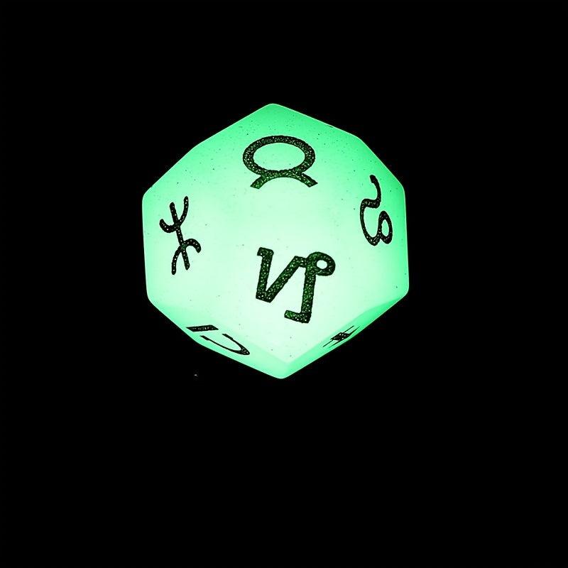 Gemstone Polyhedral Dice with Zodiac Symbol Engraving
