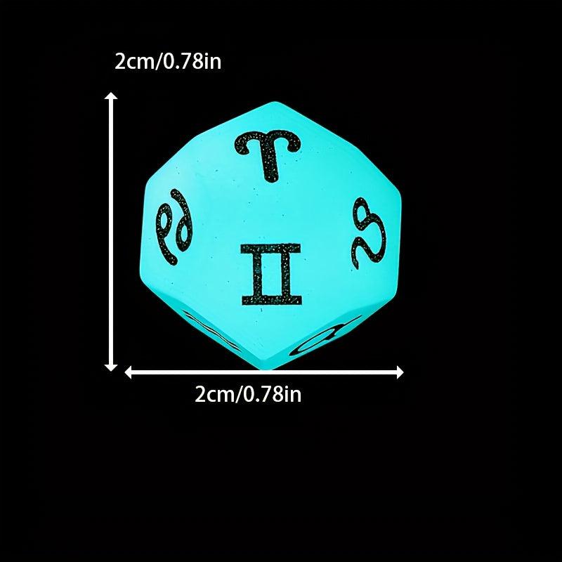Gemstone Polyhedral Dice with Zodiac Symbol Engraving