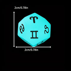 Gemstone Polyhedral Dice with Zodiac Symbol Engraving