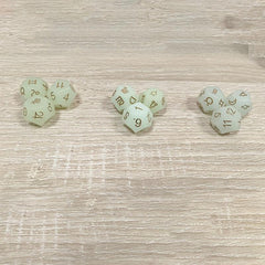 Gemstone Polyhedral Dice with Zodiac Symbol Engraving