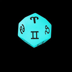 Gemstone Polyhedral Dice with Zodiac Symbol Engraving