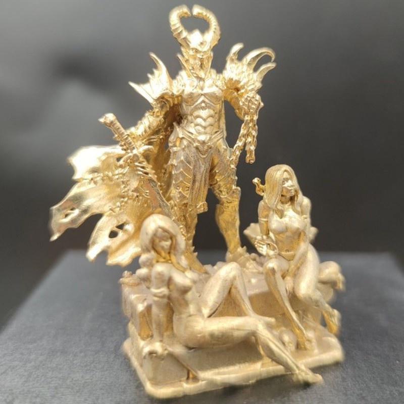 Brass Anime Skeleton Samurai Chain Figurines Ornaments Model Decorations