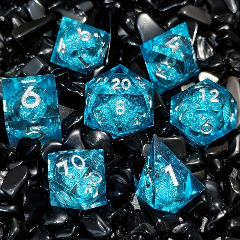 7pcs Resin Quicksand Liquid Polyhedral Dices Board Game