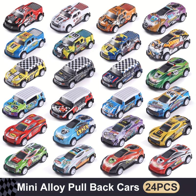 24pc Mini Pull Back Alloy Cars, Assorted Styles