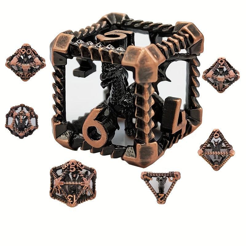 7pcs Metal Hollow Dragon Dice Set for Board Game Gift