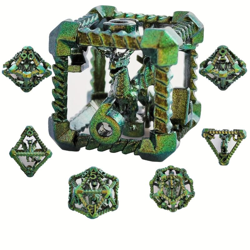 7pcs Metal Hollow Dragon Dice Set for Board Game Gift