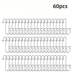 60pcs Christmas Ornament Hooks - Metal Wire Silvery Golden Red Green Hangers